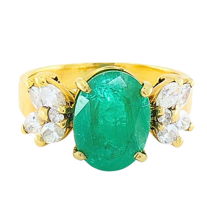 Vintage Emerald 14k Gold Diamond Ring