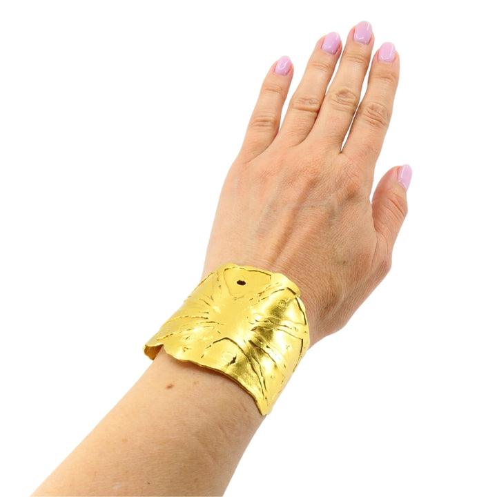 Jean Mahie 22k Gold Wide Cuff Bracelet