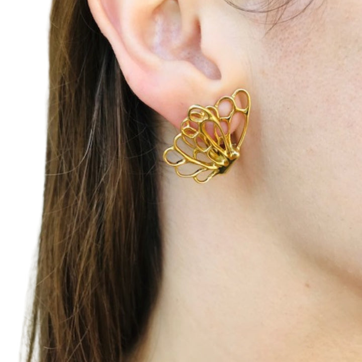 Angela Cummings 18k Gold Butterfly Earrings Vintage Designer Jewelry