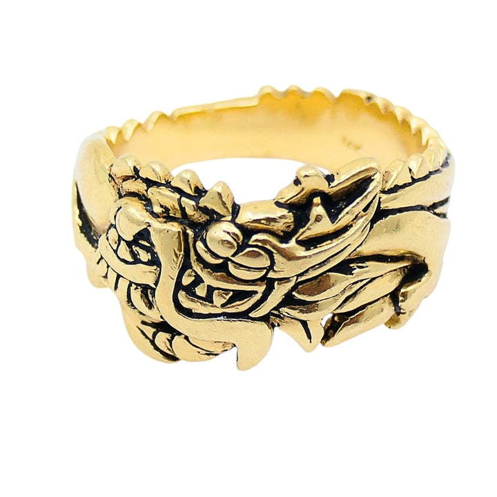 Vintage Dragon Ring 14k Gold Men Jewelry