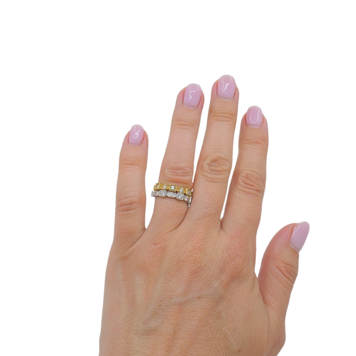 Pair of Eternity Rings White and Yellow Gold Diamond