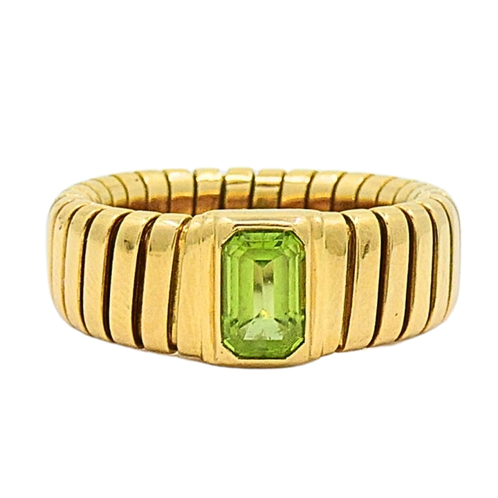 Bvlgari Tubogas 18k Gold Ring Peridot