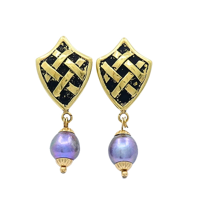 18K Gold Tahitian Pearl Drop Earrings
