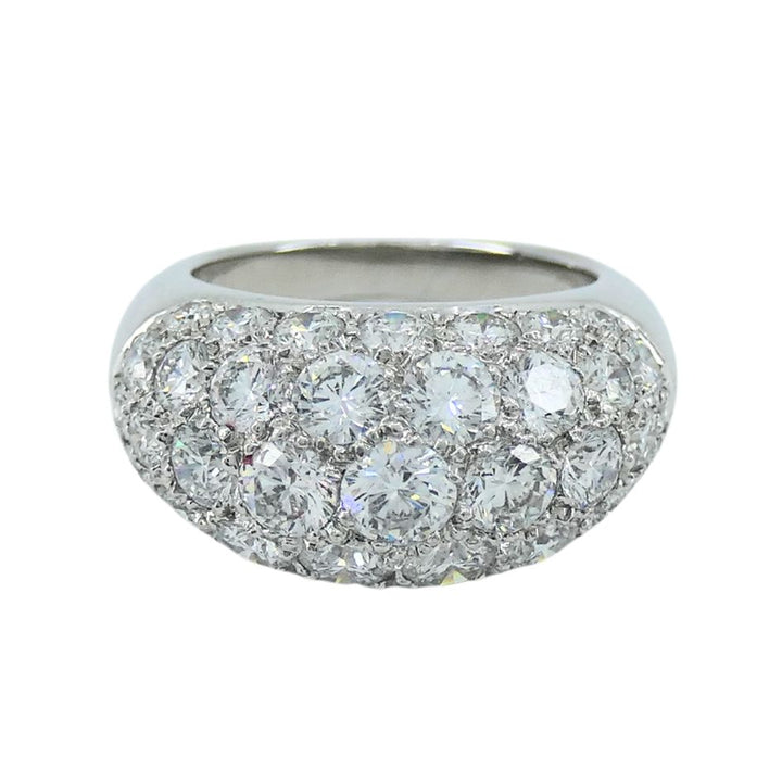 1960s Van Cleef & Arpels 18k White Gold Diamond Bombe Ring