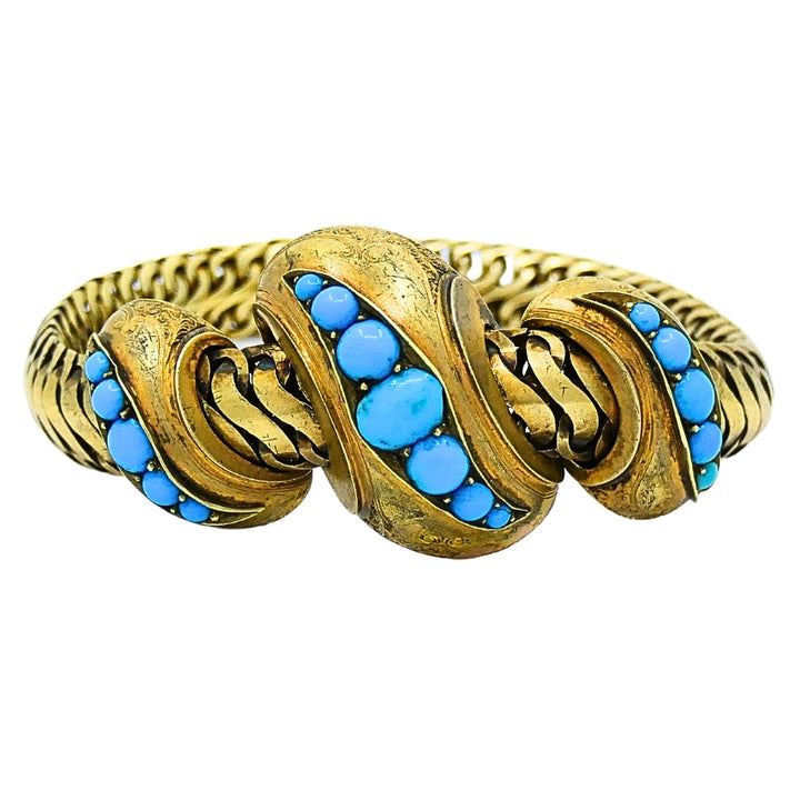 Antique Snake Bracelet Turquoise 10k Gold
