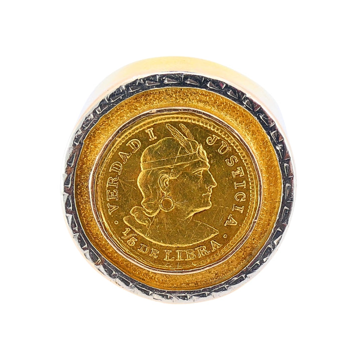 Vintage 18k Gold "Verdad I Justicia" Coin Ring