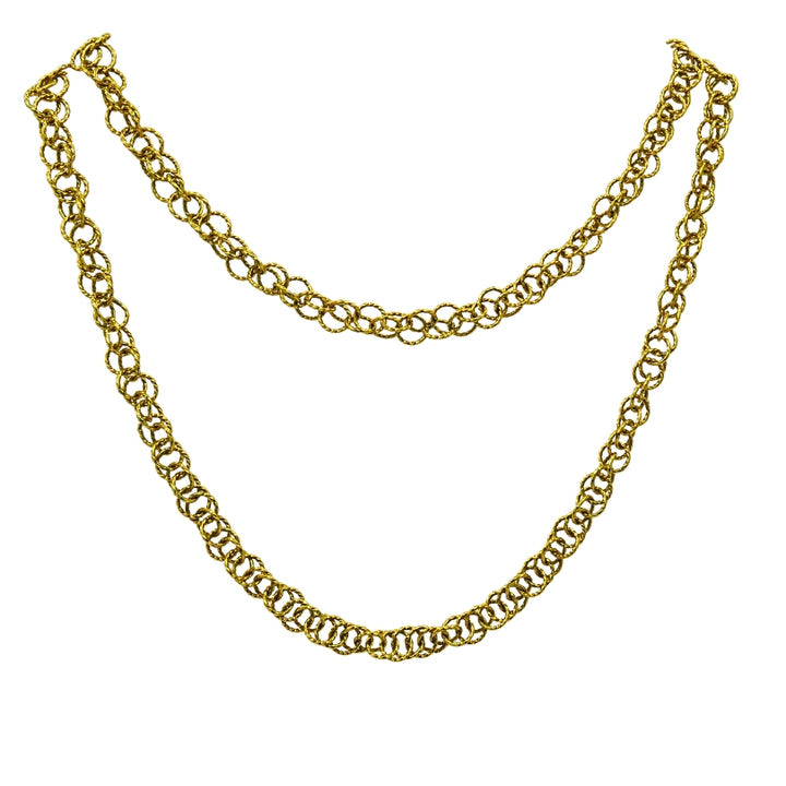 18k Gold Twisted Link Chain Necklace French Jewelry