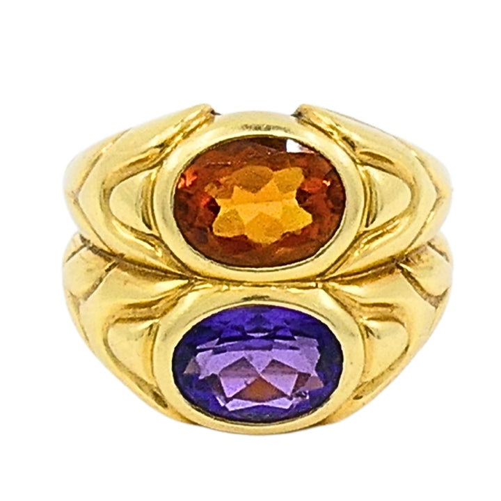 Bvlgari Doppio Ring Citrine & Amethyst 18k Gold