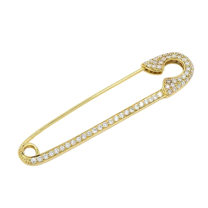 18k Gold Diamond Safety Pin Brooch