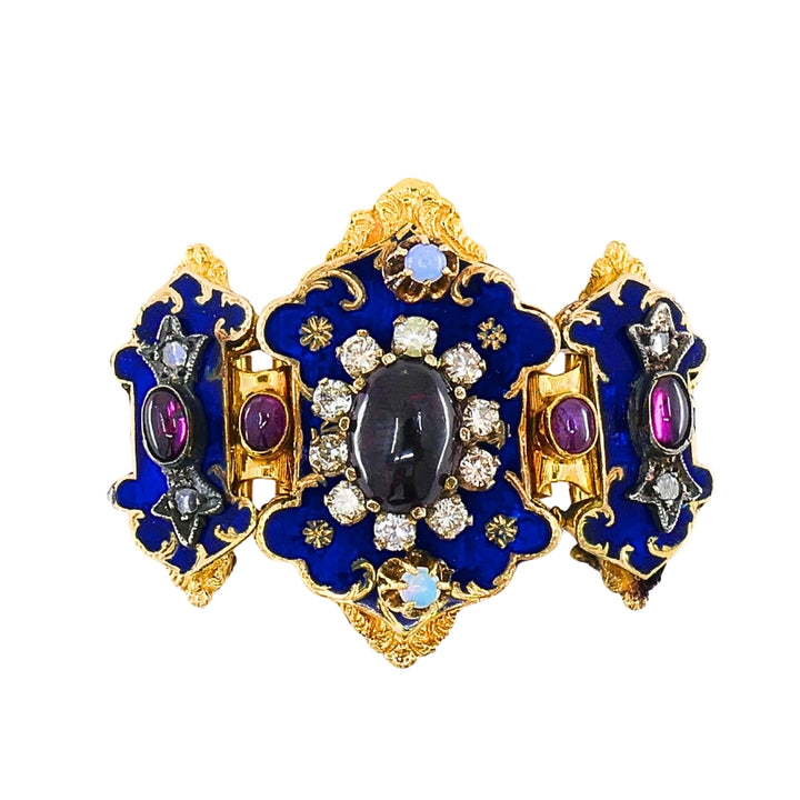 Antique Victorian 14K Gold Gemstone  Enamel Buckle