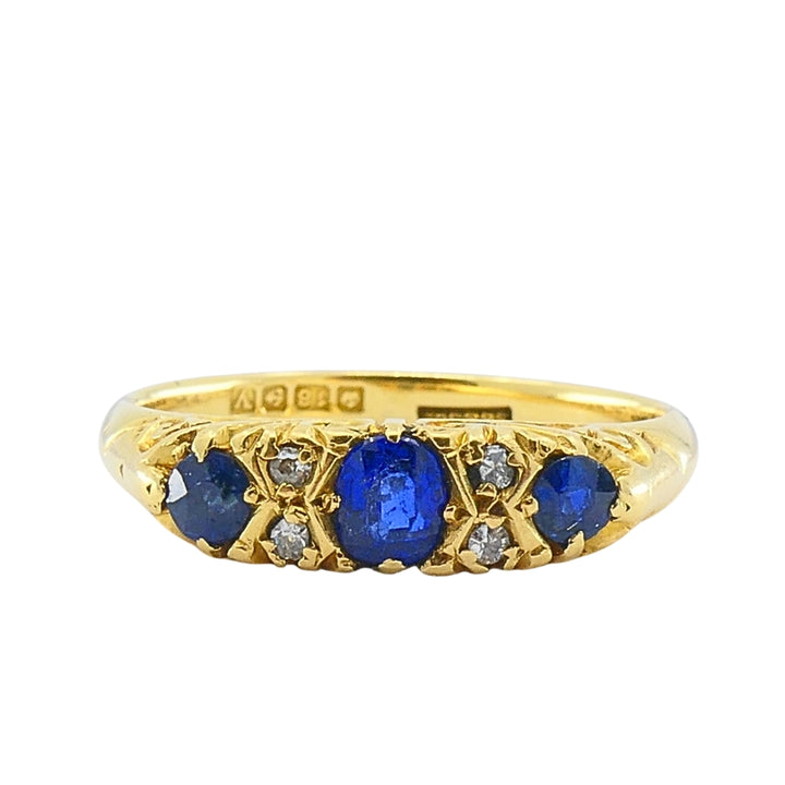 Antique Victorian 18K Gold Sapphire Diamond Ring