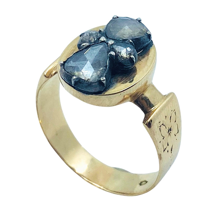 Rose Cut Diamond Ring 14k Gold Vintage Jewelry