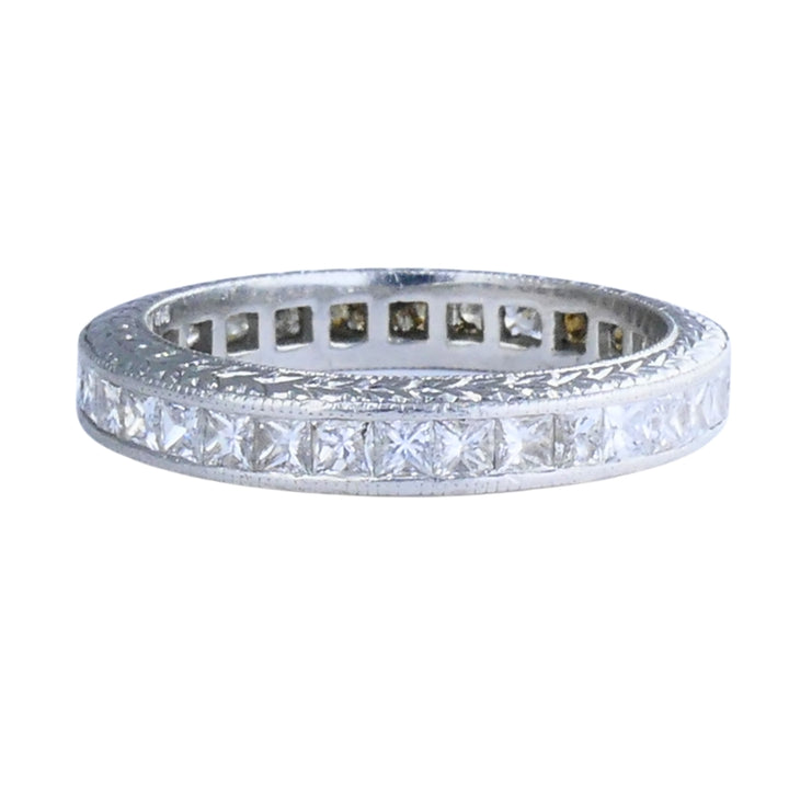 Michael Beaudry Princess Cut Diamond Eternity Band Platinum Size 6 Wedding Ring