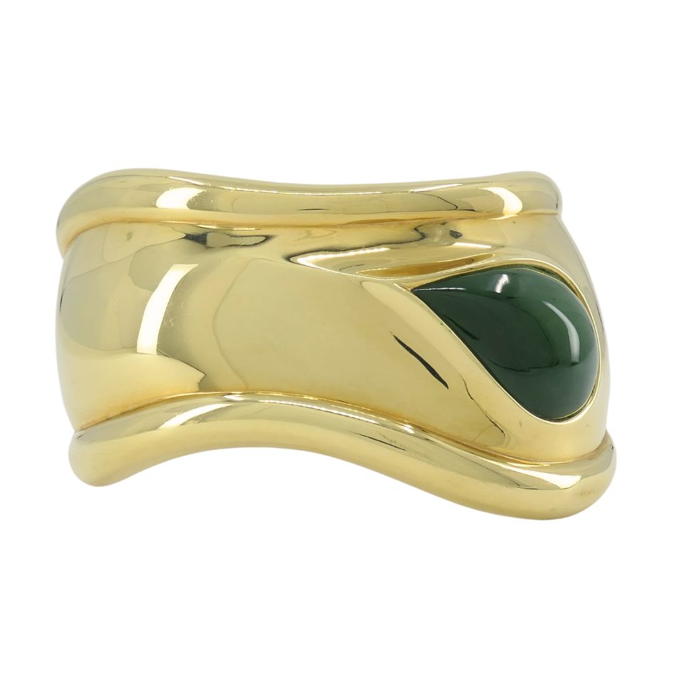 Elsa Peretti for Tiffany 18k Gold Jade Bone Cuff Bracelet