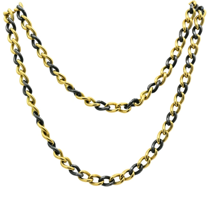 18k Gold Gunmetal Curb Link Chain Necklace