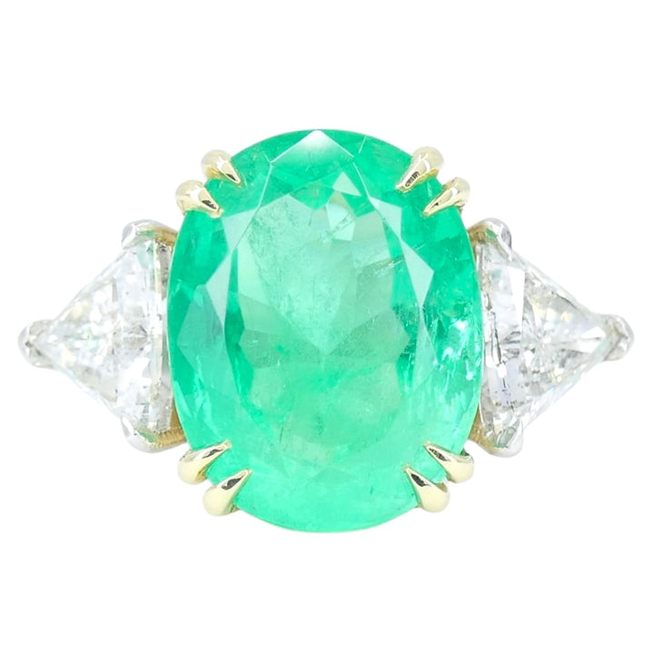 Natural 8ct. Emerald Diamond Ring 18k Gold Platinum
