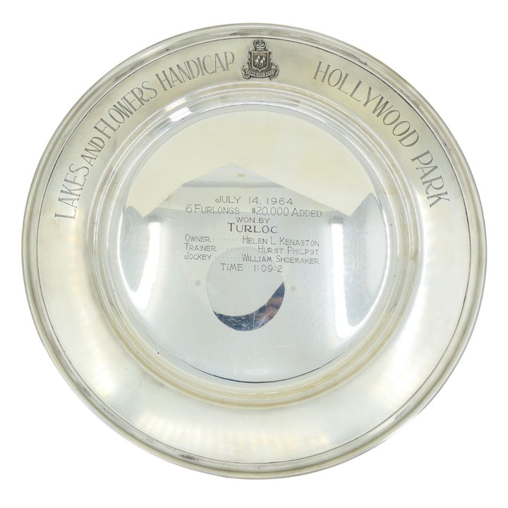 1964 Sterling Silver Lakes and Flowers Handicap Hollywood Park Trophy Plate