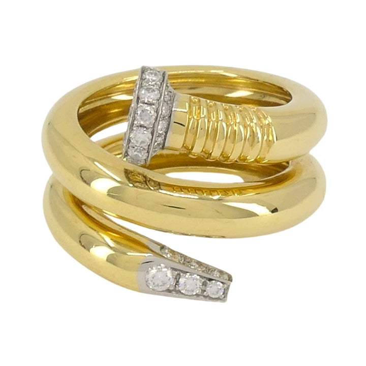 David Webb 18k Gold Platinum Diamond Nail Ring