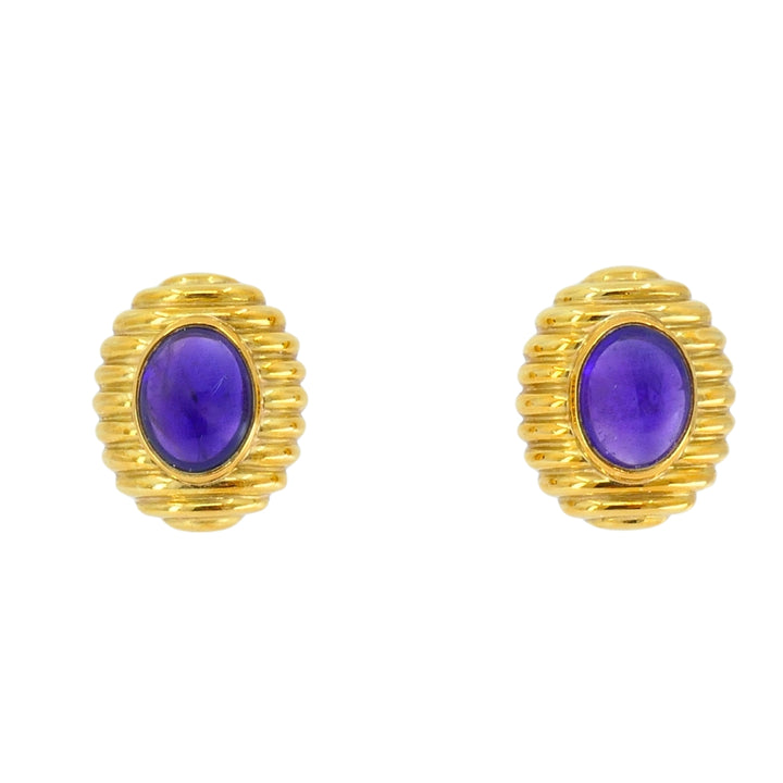 Amethyst Earrings Tambetti Earclips 18k Gold Vintage Jewelry