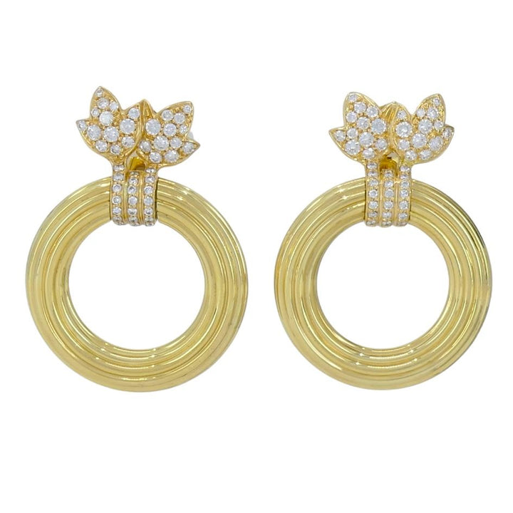1994 Cartier 18k Gold Diamond Doorknocker Clip Earrings