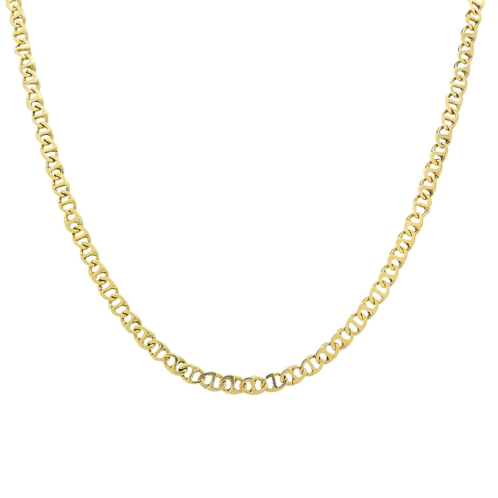 14k Gold Flat Link Chain Necklace Vintage Jewelry