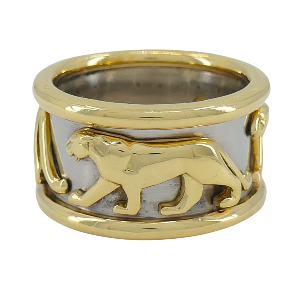 Vintage Panthère de Cartier 18k Gold Steel Ring – Nadine Krakov