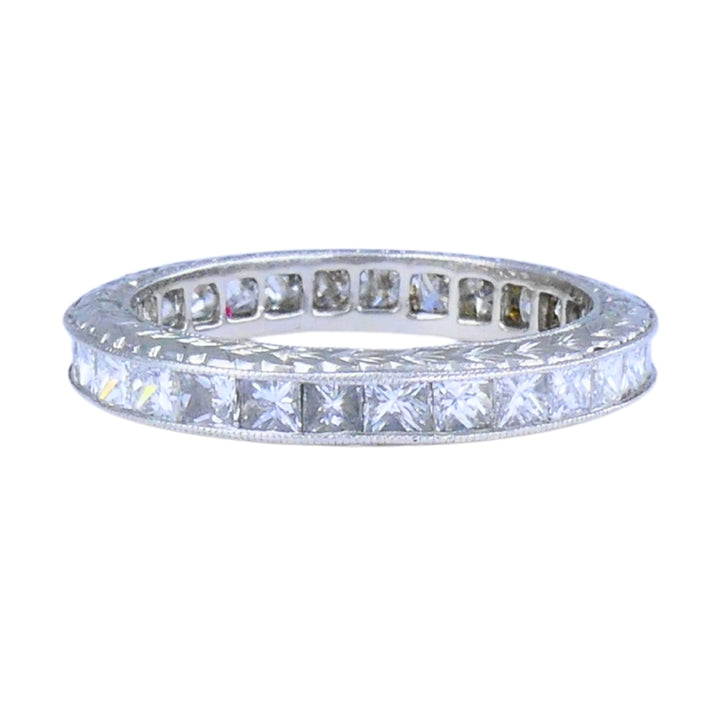 Michael Beaudry Princess Cut Diamond Eternity Band Platinum Size 6.5 Wedding Ring