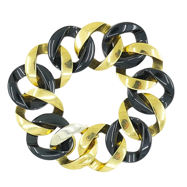 Verdura 18k Gold  Black Jade Curb Link Bracelet