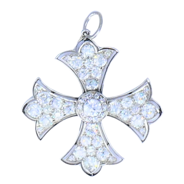Art Deco Maltese Cross Platinum Pendant Old European Cut Diamonds Estate Jewelry