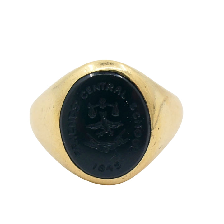 Antique Signet Ring Carved Carnelian 10k Gold
