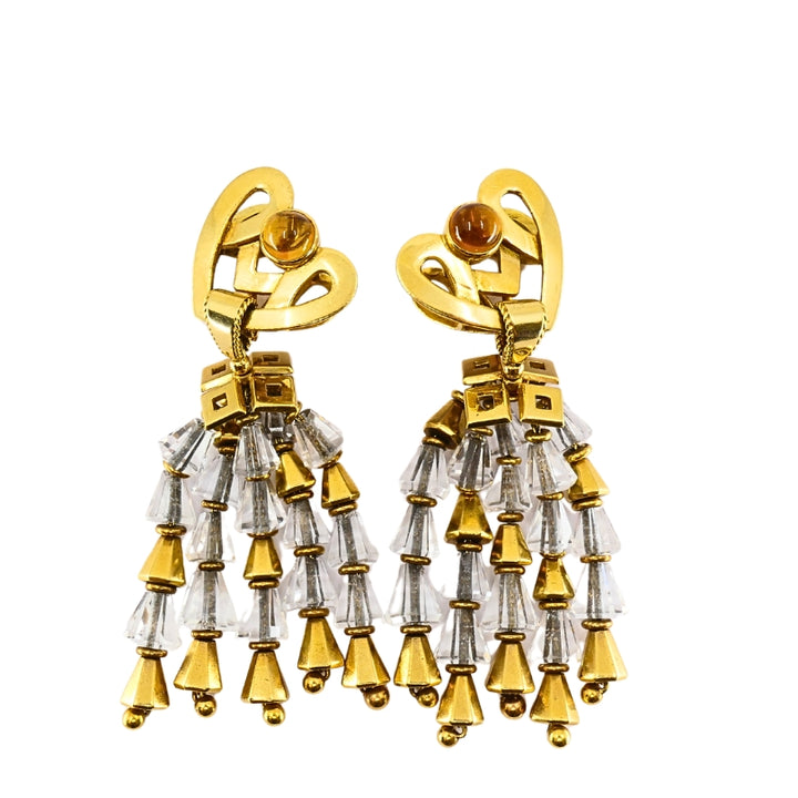 1950's Fred Leighton Yellow Gold, Citrine & Rock Crystal Dangle Earrings