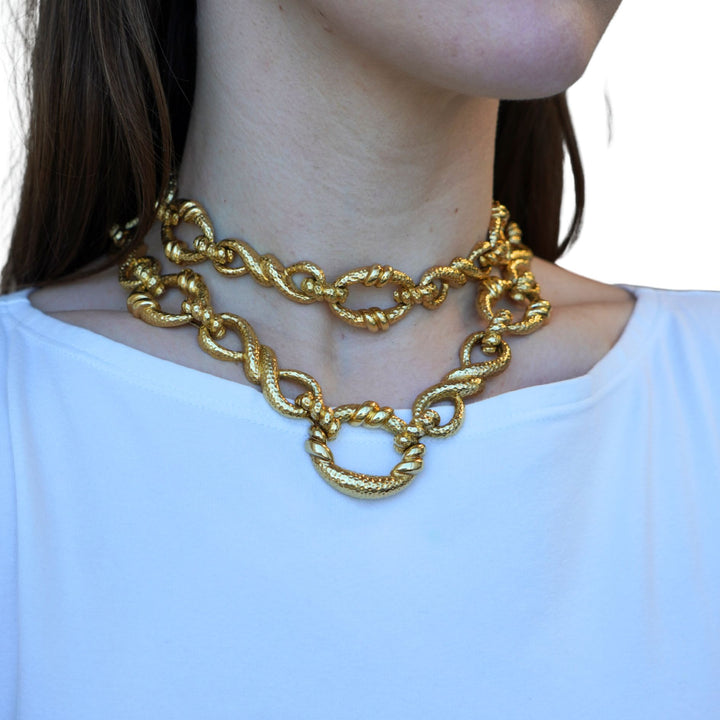 Vintage Wander 18k Hammered Gold Convertible Necklace