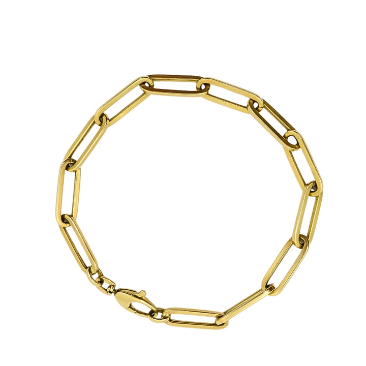 1970s Vintage Chain Bracelet 14k Gold Rectangular Links