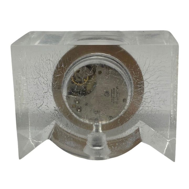 1950s Cartier Yellow Gold and Lucite Pair of Desk Clocks Lecoultre Movement