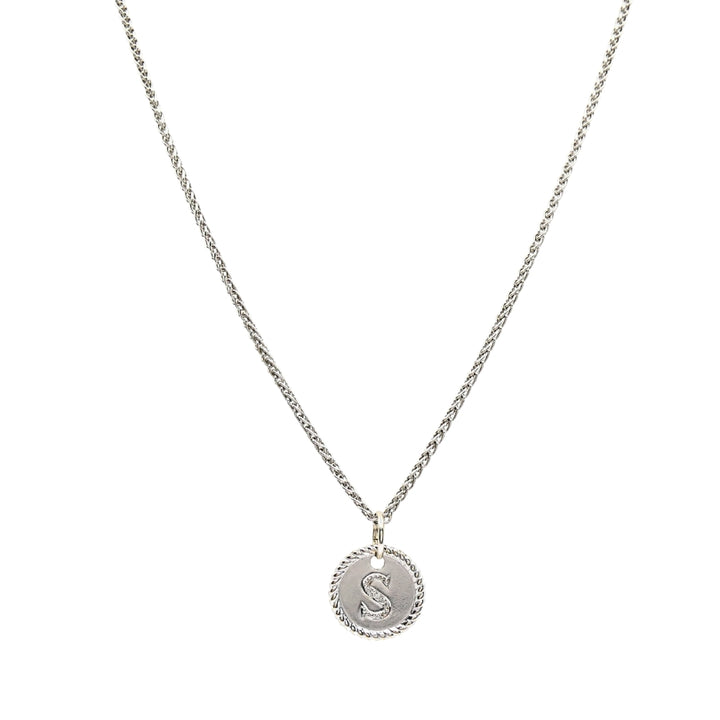18k White Gold Monogram "S" Pendant Necklace