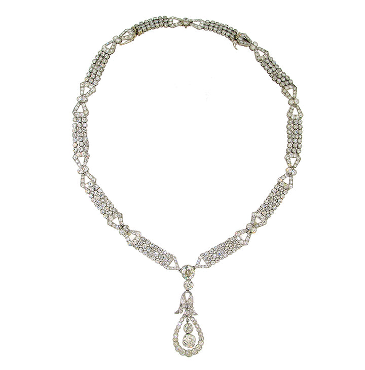 French Art Deco Diamond Platinum Necklace Bracelets Choker Interchangeable