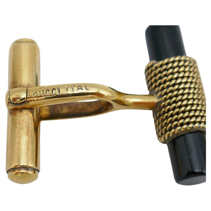 Vintage Gucci Cufflinks Gold Onyx