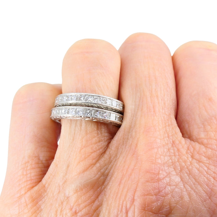 Michael Beaudry Princess Cut Diamond Eternity Band Platinum Size 6.5 Wedding Ring