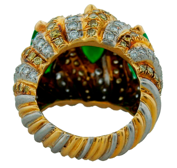 Vintage VERDURA 18k Gold Jade Diamond Ring