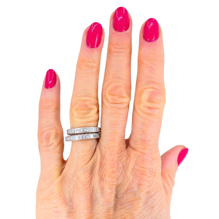 Michael Beaudry Princess Cut Diamond Eternity Band Platinum Size 6.5 Wedding Ring