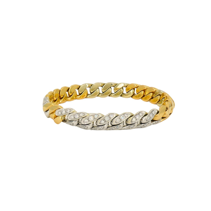 Pomellato 18k Yellow White Gold Diamond Curblink Chain Bracelet