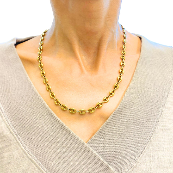 14k Gold Mariner Link Chain Necklace Vintage Jewelry