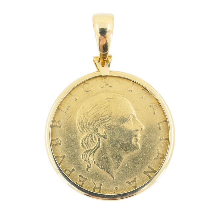 Italian 14k Gold Lire Coin Pendant