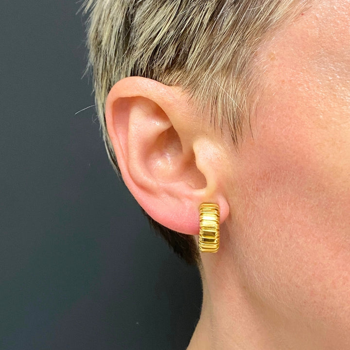 18k Gold Carlo Weingrill Huggie Earrings Tubogas Design