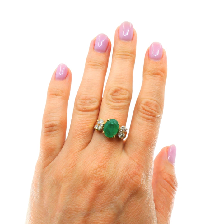 Vintage Emerald 14k Gold Diamond Ring