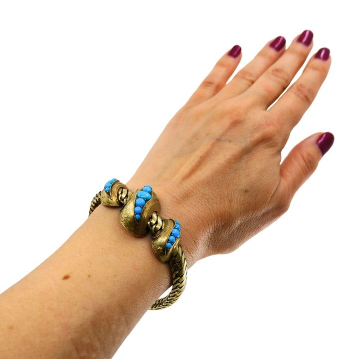 Antique Snake Bracelet Turquoise 10k Gold