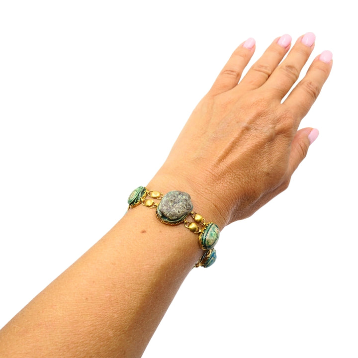 18K Gold Bracelet  Ancient Egyptian Scarabs