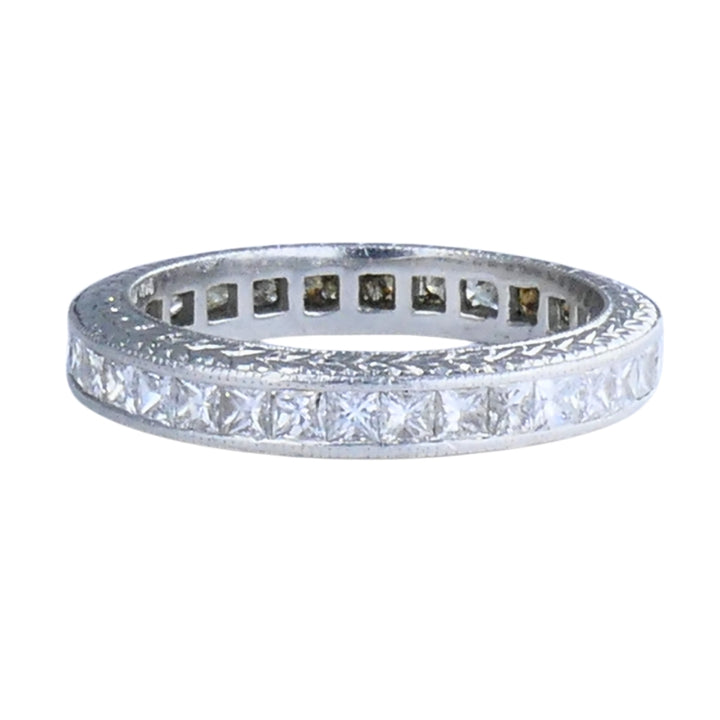 Michael Beaudry Princess Cut Diamond Eternity Band Platinum Size 6 Wedding Ring