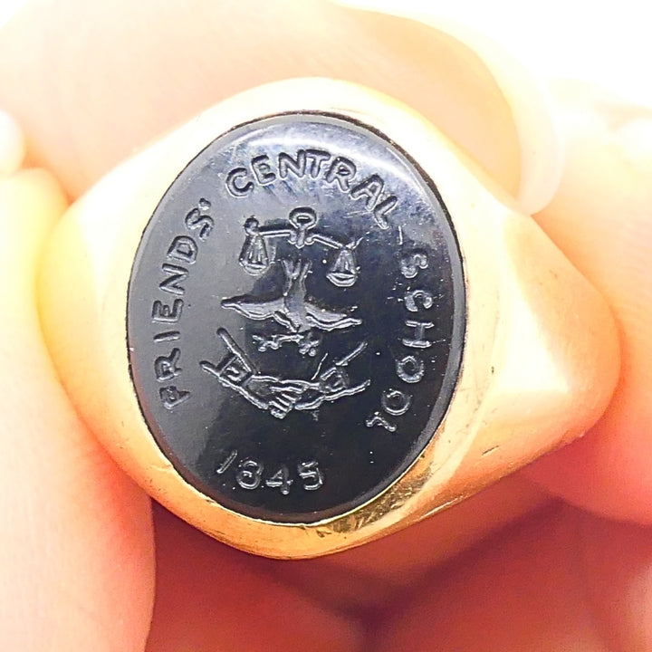 Antique Signet Ring Carved Carnelian 10k Gold