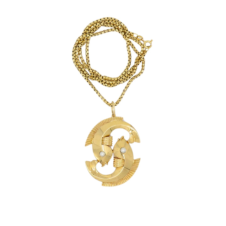 Trabert & Hoeffer 18k Gold Pieces Pendant 14k Chain Necklace